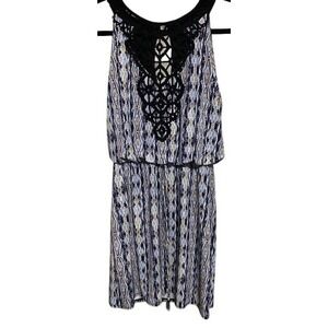WHITE HOUSE BLACK MARKET XXSP Womens Tribal Print Crochet Neck Mini Dress